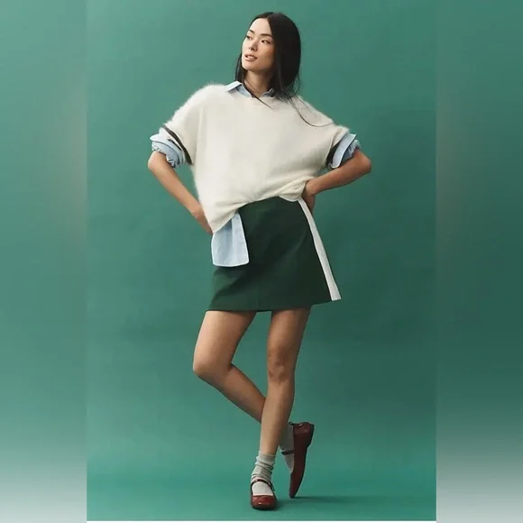 Maeve/Anthropologie Brushed Cashmere Boxy Crop Sweater in Ivory Size S. NWT - Picture 2 of 12